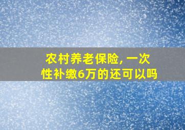 农村养老保险, 一次性补缴6万的还可以吗